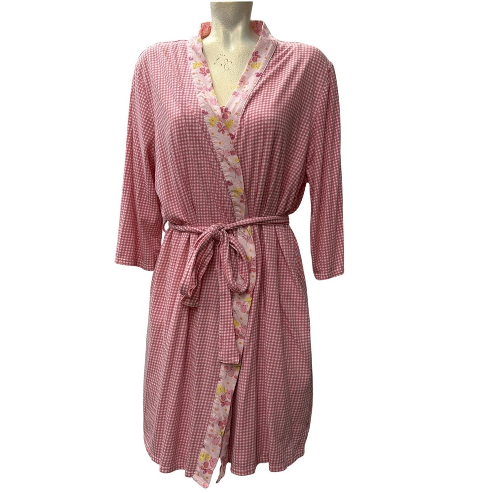 Celestial Dreams Robe and Nightgown Set Pink Gingham Butterfly XL
